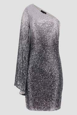 GUESS Samantha One-Shoulder Silver Sequin Dress Women's Small New with Tags